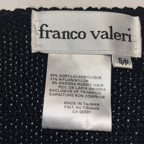 VTG-80’s-Franco Valeri-S-black/white/gold-Angora, V-neck, long sleeve, sweater. - Picture 9 of 14
